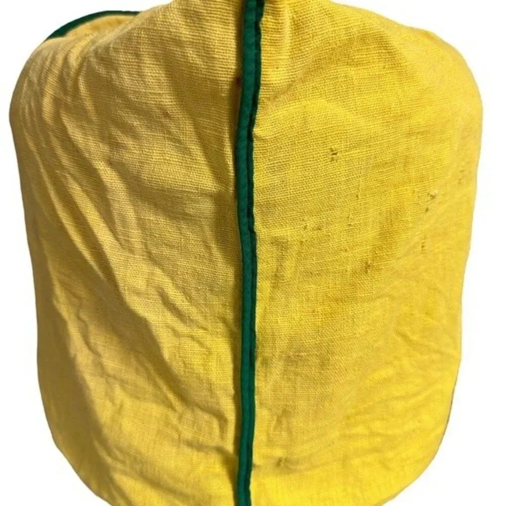VTG Mixer Cover Yellow Green Handmade Cloth Cover. Mixer Hand Stitched in Red